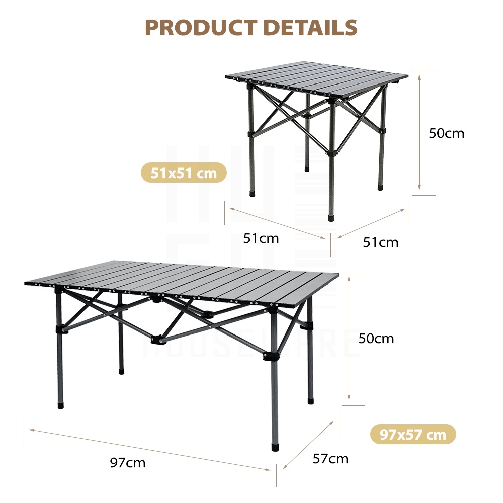 HUGO Meja Lipat Outdoor Meja Camping Portable Serbaguna Bahan Besi