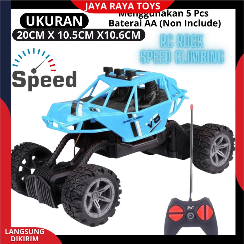 Uoptoy Mainan Mobil Remote Control Off Road Alloy Climbing Speed Car RC Rock Crawler 2WD Powerful 2.7Mhz dengan Lampu Kolong