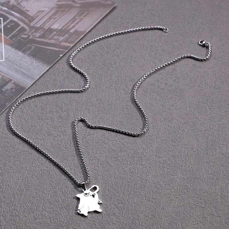 Hadiah Untuk Wanita Baja Titanium Kalung Rantai Kalung Perhiasan Aksesoris Kartun Anime Klavikula Kalung Pemburu Setan Denji Cosplay Liontin Kalung Chainsaw Man Trend