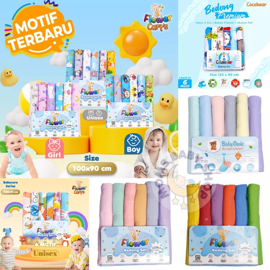 MOMS_ Bedong Rainbow/Soft Pastel/Girl Edition bahan kaos 100x90 Flower / Owie 115 / FLANEL COCOBEAR 70/90/110/120