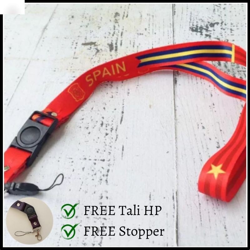 

Tali Lanyard Custom FC Spain / Custom Lanyard Tali Gantungan Kunci HP POD ID Card