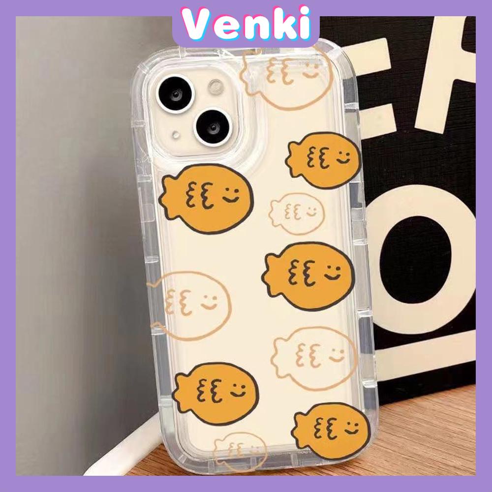 VENKI - Untuk iPhone 11 Case Bening Lembut TPU Case Airbag Tahan Guncangan Perlindungan Kamera Ikan Kuning Lucu Kucing Kompatibel dengan iPhone 14 13 Pro Max iPhone 12 Pro Max XR XS 7Plus 8Plus