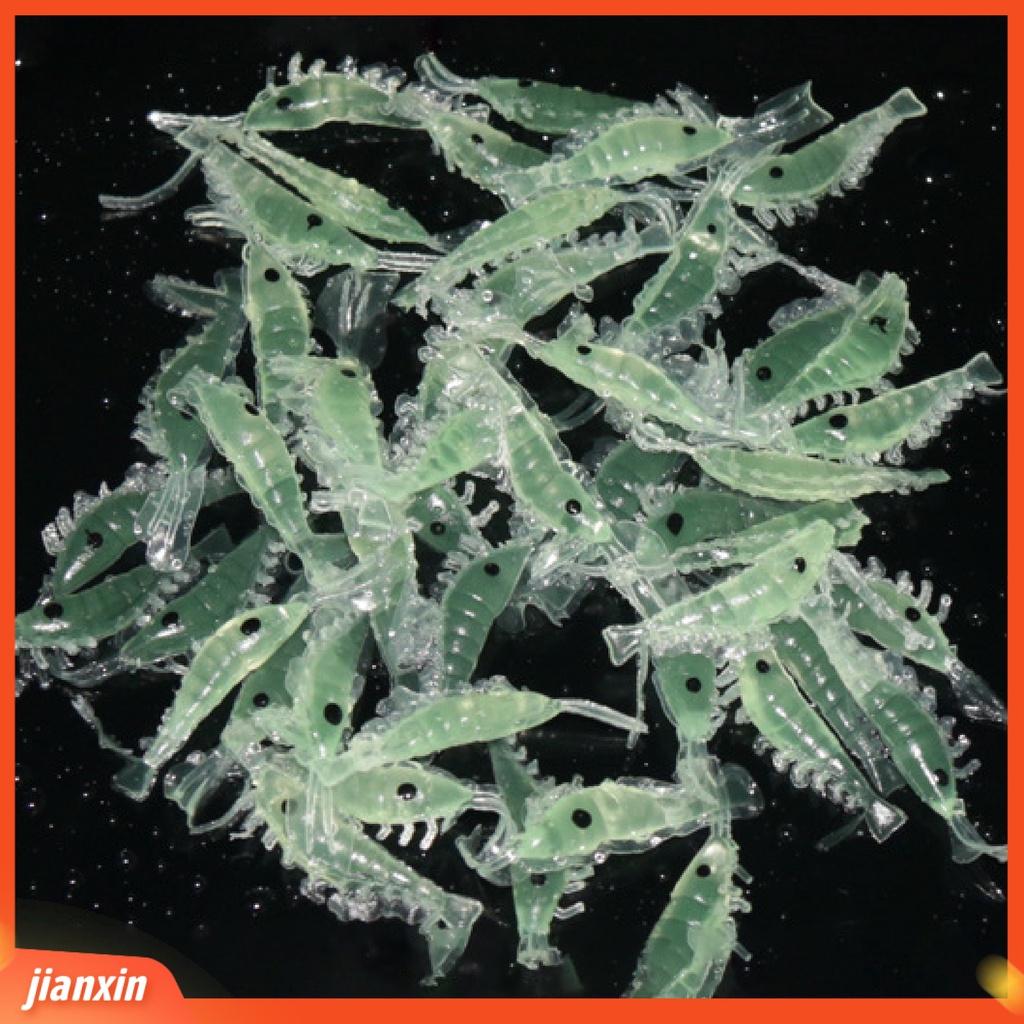 (In Stock) 50Pcs Umpan Pancing Simulasi Luminous Silikon Air Asin Air Tawar Udang Lures Untuk Nelayan