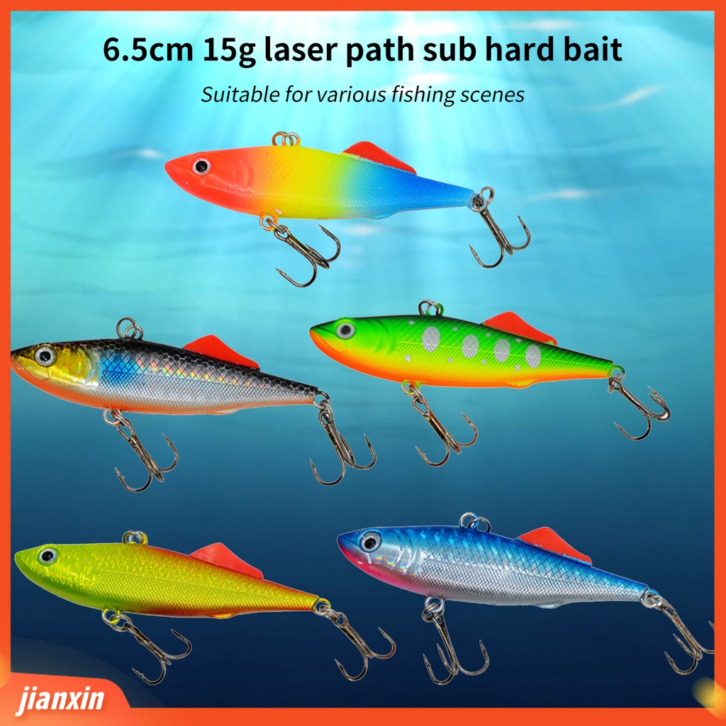 (In Stock) 6.5cm /15g Umpan Keras Plastik Realistis Kuat Bicyclic Rings Tenggelam VIB Umpan Memancing Aksesori