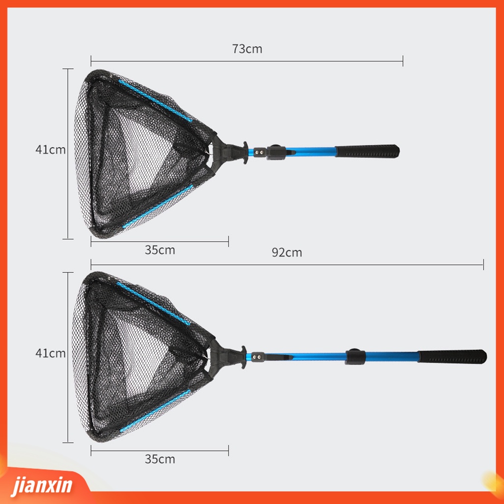 (In Stock) Jaring Ikan Lipat Anti-slip Teleskopik Gagang Aluminium Jaring Halus Profesional Angling Segitiga Ditarik Ikan Arahan Net Penangkap Perlengkapan Memancing