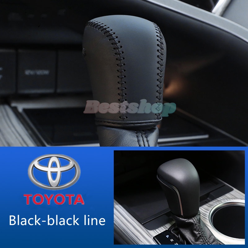 Cover Knob Pemindah Gigi Bahan Kulit Untuk Toyota Corolla Cross Camry Rav4 Rav4 2014-2019 Otomatis Jahitan Tangan DIY Gear Shift Kerah