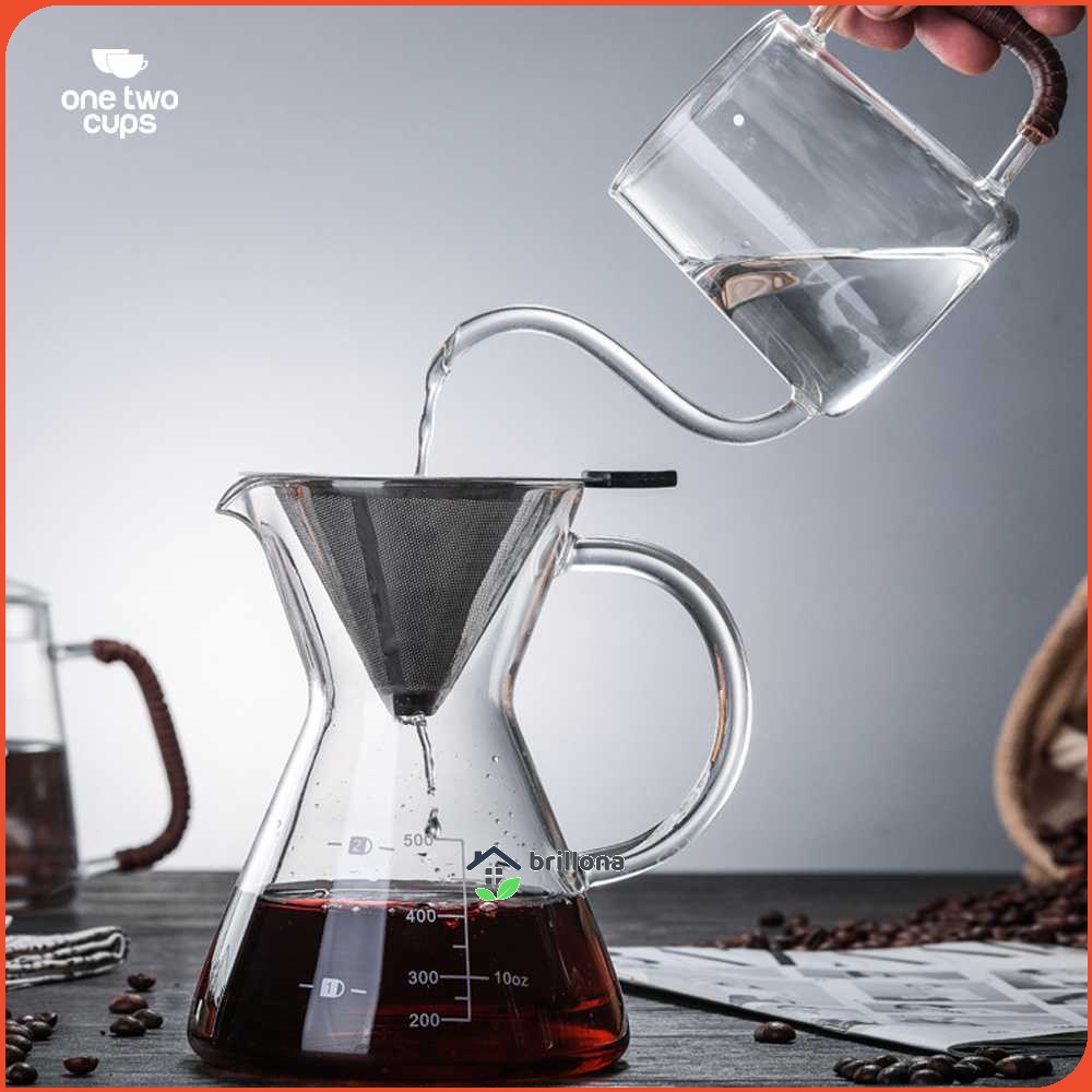 One Two Cups Coffee Maker Pot V60 Teko Kopi 500ml + Filter - YD-KT001