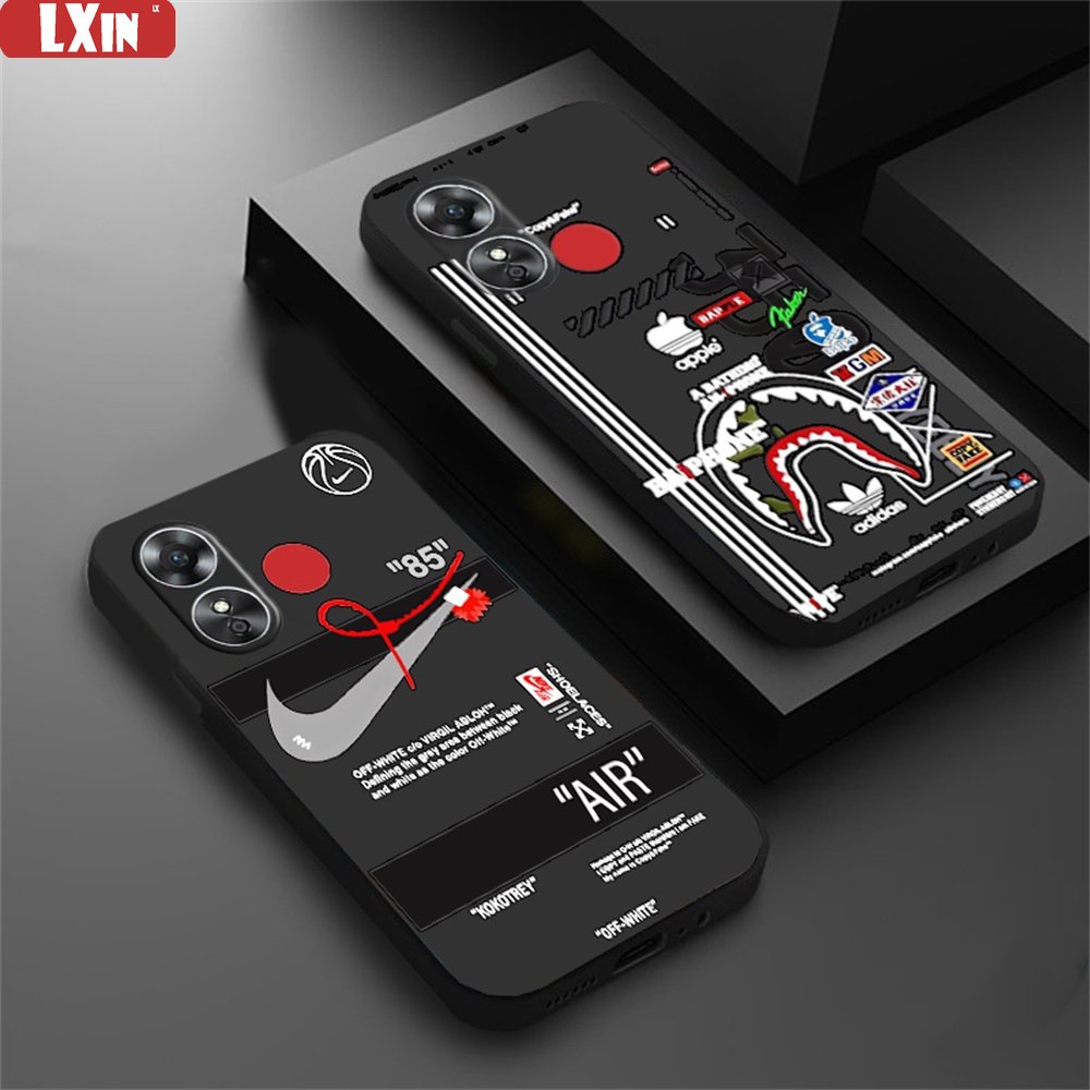 Oppo A17 A15 A16 A57 2022 A78 Reno 8T A16K A54 A53 A12 A5S A7 A3S A11k A52 A92 A94 A37 F9 5F A1K A31 A8 A55 C1 Label Penyambungan Fashion Soft Silicone Case Cover