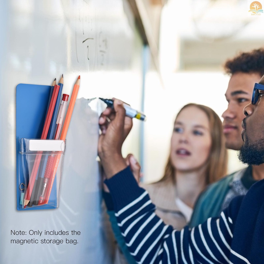 In Stock SS Magnetic Pocket Pen Holder Notebook Tools Aksesoris Tas Penyimpanan Untuk Papan Tulis Lemari Loker Kulkas