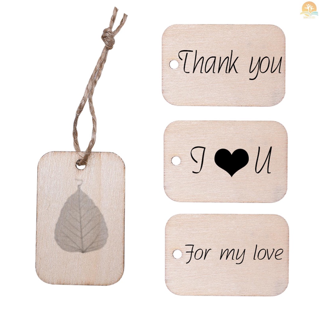 In Stock 50PCS Unfinished Wood Pieces Bentuk Persegi Panjang Potongan Kayu Dengan Lubang Dan Untuk DIY Hadiah Tag Pernikahan Pesta Dekorasi Gantung Label Kerajinan Dekorasi Proyek Lukisan Patri