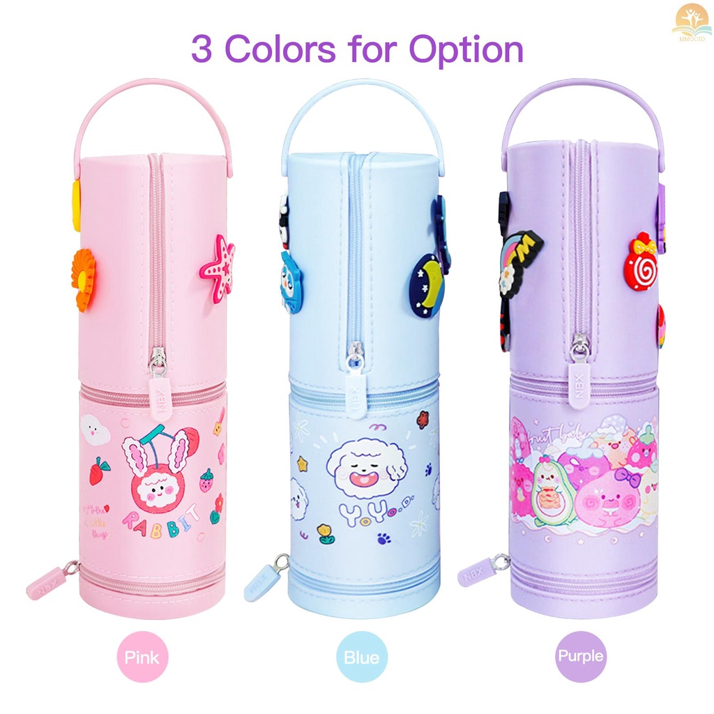 In Stock NBX Silikon Pensil Case Kapasitas Besar Kartun Lucu Tempat Pulpen Tahan Lama Tahan Air Berdiri Tas Pensil Kantong Penyimpanan Alat Tulis Meja Organizer Untuk Siswa Kantor Sekolah B