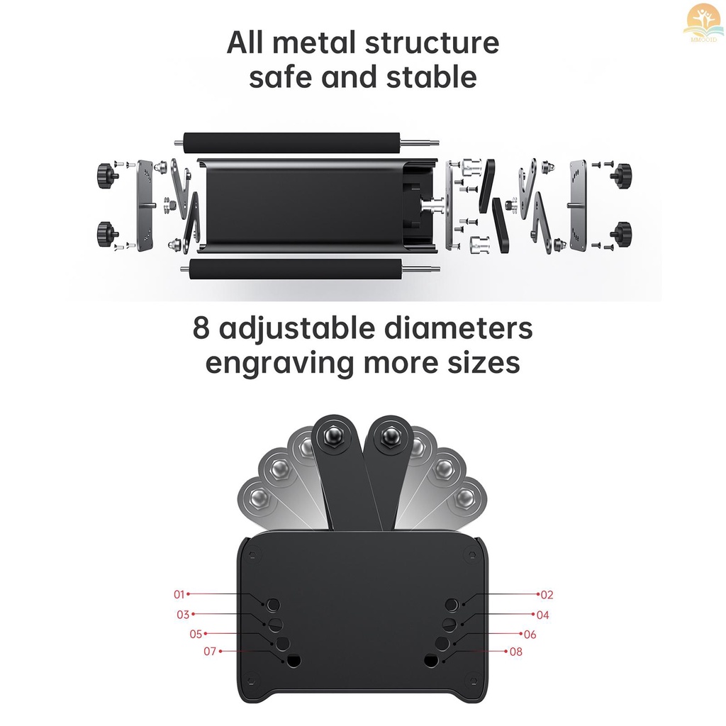 In Stock Rol ATOMSTACK R3 Untuk Benda Silinder Dengan360° Sumbu Ukir Putar 8penyuaian Sudut Ukir Diameter Sekecil 4MM Kompatibel Dengan95% Laser Engravin