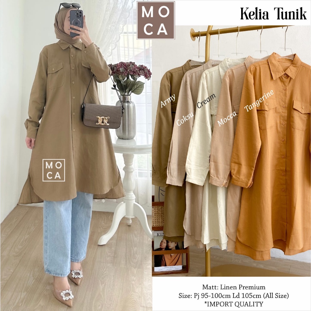 KELIA TUNIK ORI MOCA | Ld105 Linen Premium