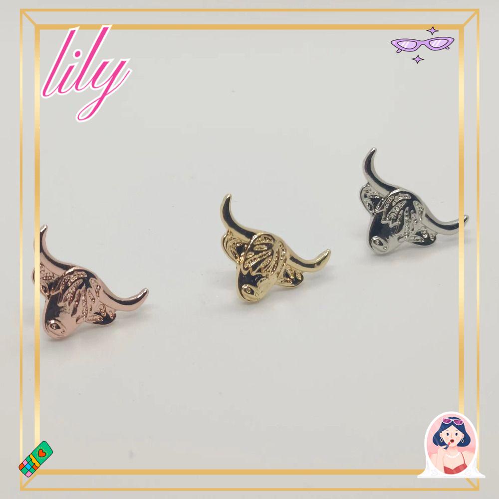 LILY Anting, Handmade Ear studs, Fashion Skotlet Dataran Tinggi Sapi Alloy Retro Stud Earring Untuk Wanita
