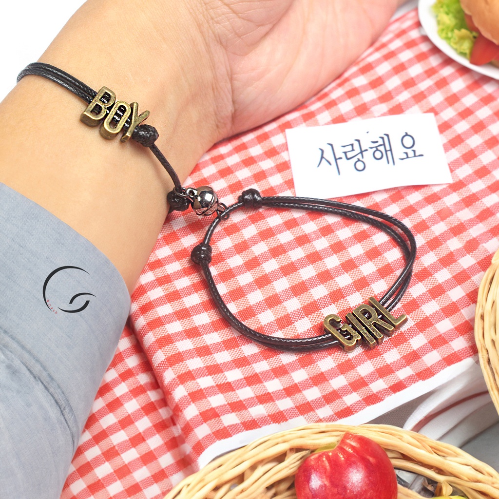 Gelang Couple Magnet Nama Custom GOF144 Model Besi Gelang Nama Sendiri Tali Anti Air (Request Nama D