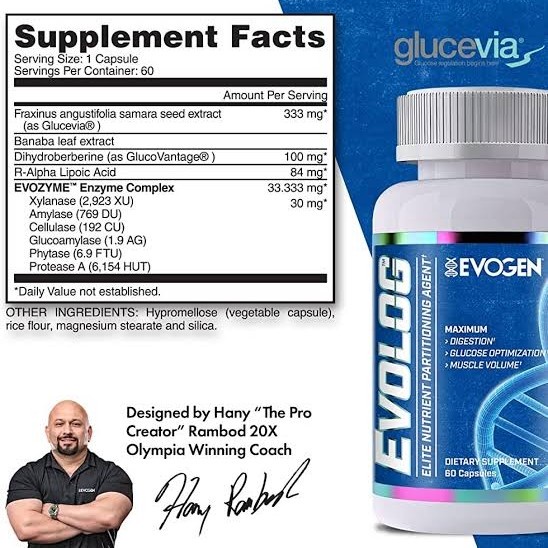 EVOGEN EVOLOG 60 CAPSUL CARB OPTIMIZER ENZYM FAT BURNER