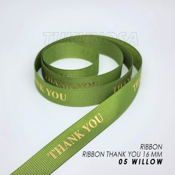 

GROSGRAIN RIBBON THANK YOU 16 MM / ROLL PITA HAMPERS PITA KADO BUKET - 05 WILLOW