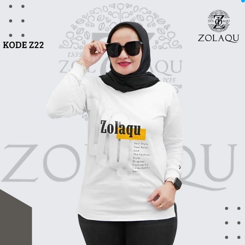 kaos senam wanita ZOLAQU lengan panjang original / kaos distro wanita lengan panjang cotton combed 2