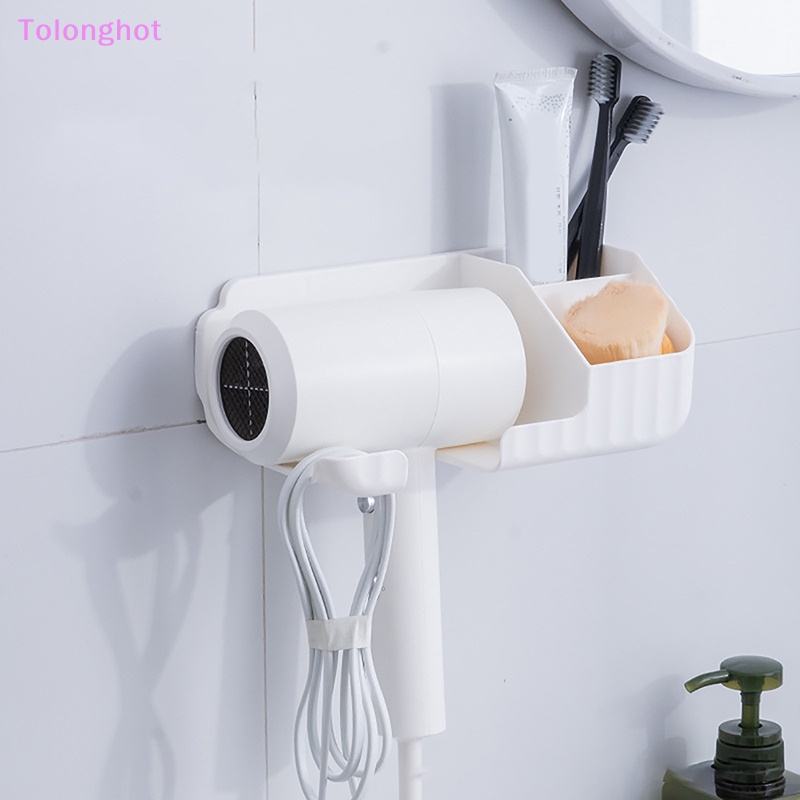 Tolonghot&gt; Hands Free Tempat Pengering Rambut Kotak Penyimpanan Curling Rak Besi Untuk Organizer Kamar Mandi Rak Penyimpanan Aksesoris Kamar Mandi Set Rumah Sumur