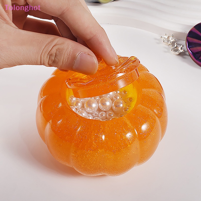 Tolonghot&gt; Toples Labu Dengan Tutup Cetakan Silikon Halloween Kotak Penyimpanan Perhiasan Plester Cetakan DIY Buatan Tangan Plester Epoxy Resin Kerajinan Tangan Hadiah Pesta well