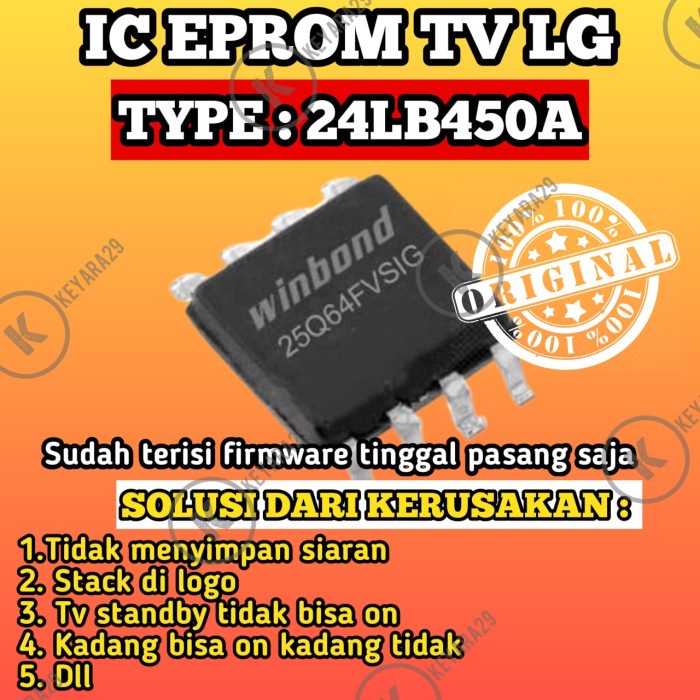 ic eprom tv led LG 24LB450A siap pakai