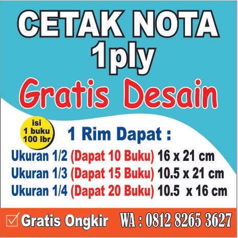 

✨BISA COD✨ -NOTA BON KWITANSI INVOICE 1 RIM - Nota 1ply