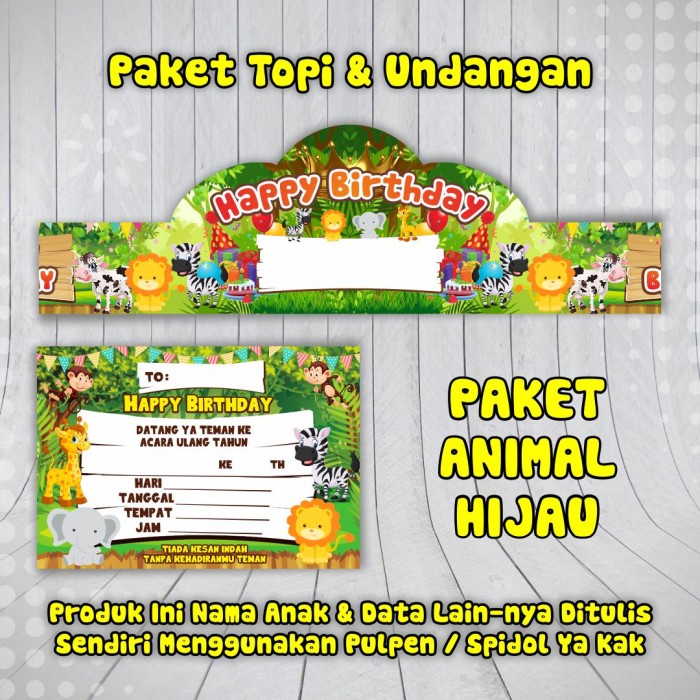 Paket Ulang Tahun Topi Undangan - Zoo Safari
