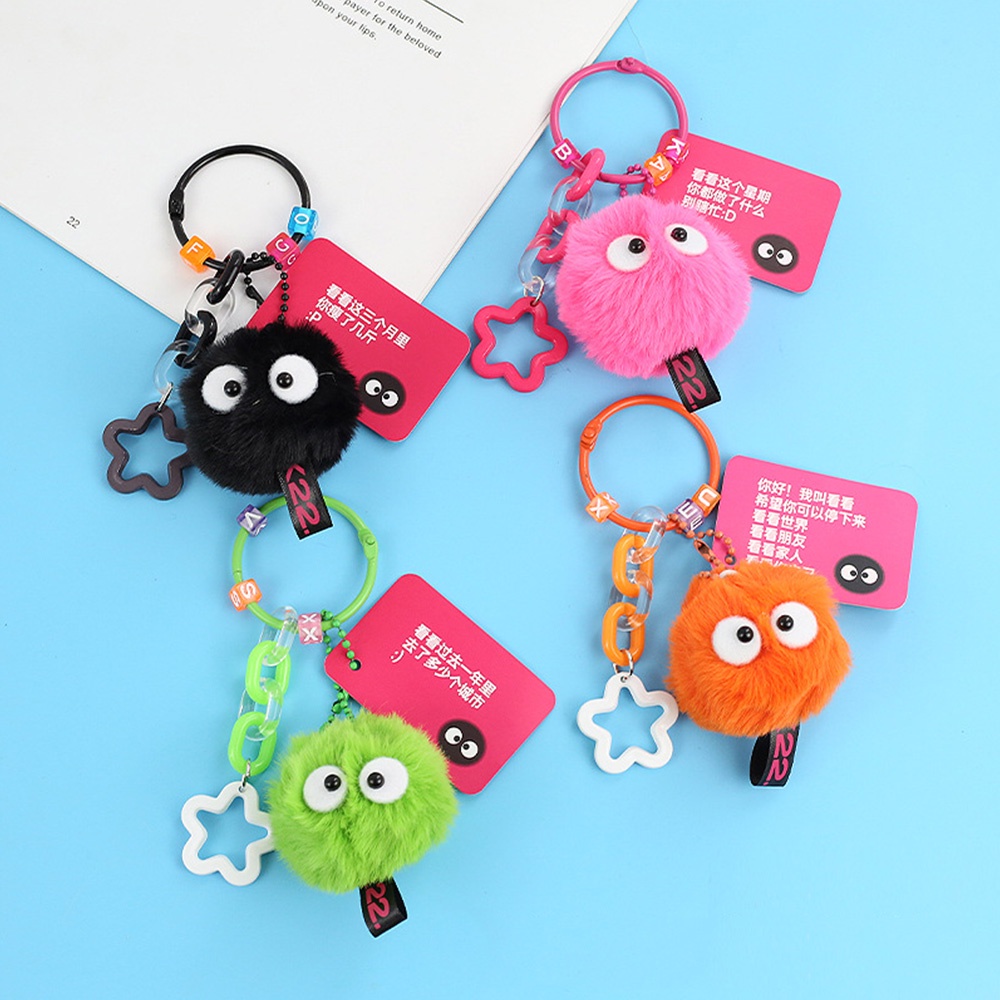 Kartun Bola Mewah Gantungan Kunci Lucu Berbulu Boneka Bintang Hati Liontin Keyrings Untuk Wanita Pompom Mobil Keyholder Earphone Case Ornamen