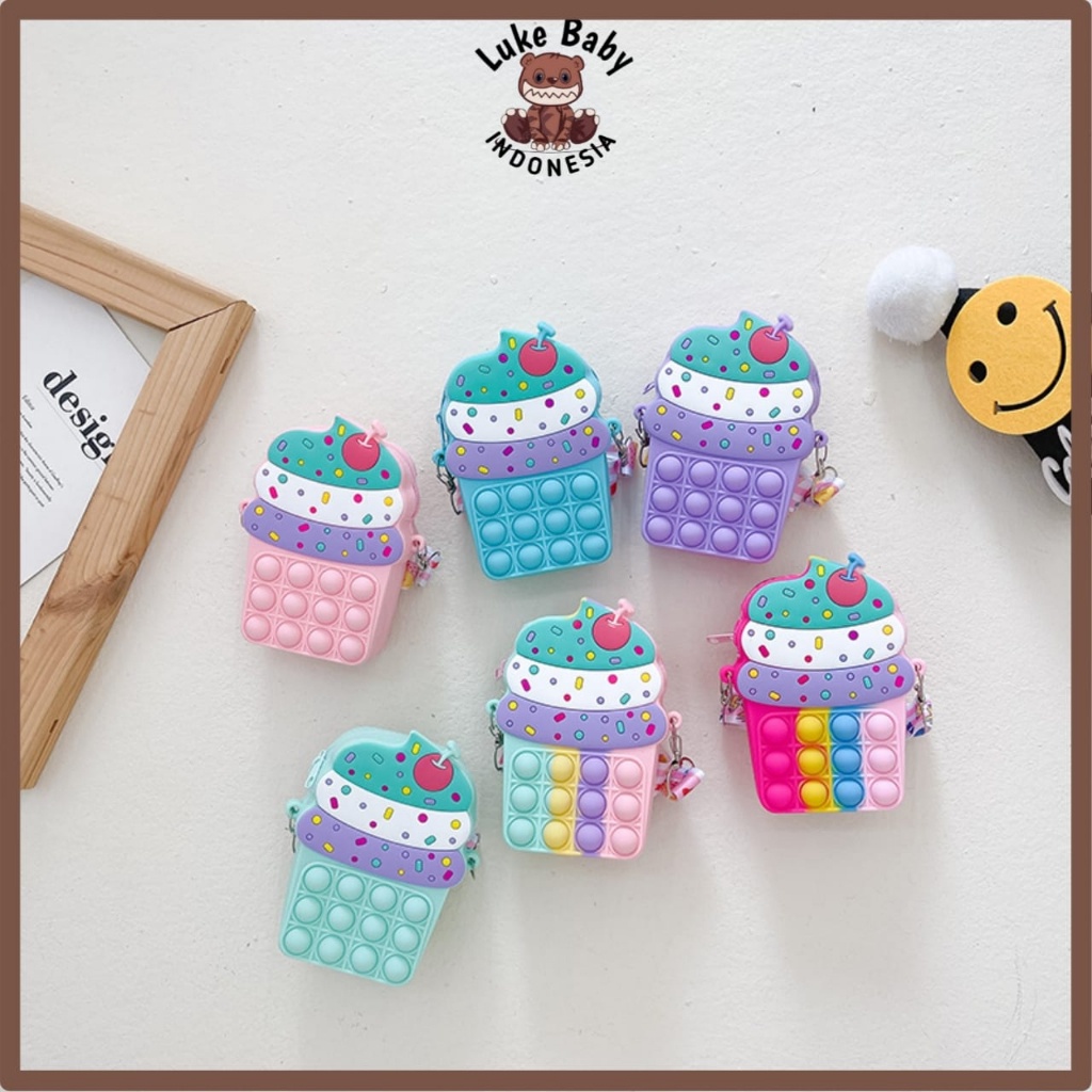 TAS POP IT ES KRIM TAS SELEMPANG TEDDY MICKEY MINNIE FOX PANDA TASPOP IT LUCU TAS POP IT KARAKTER TE