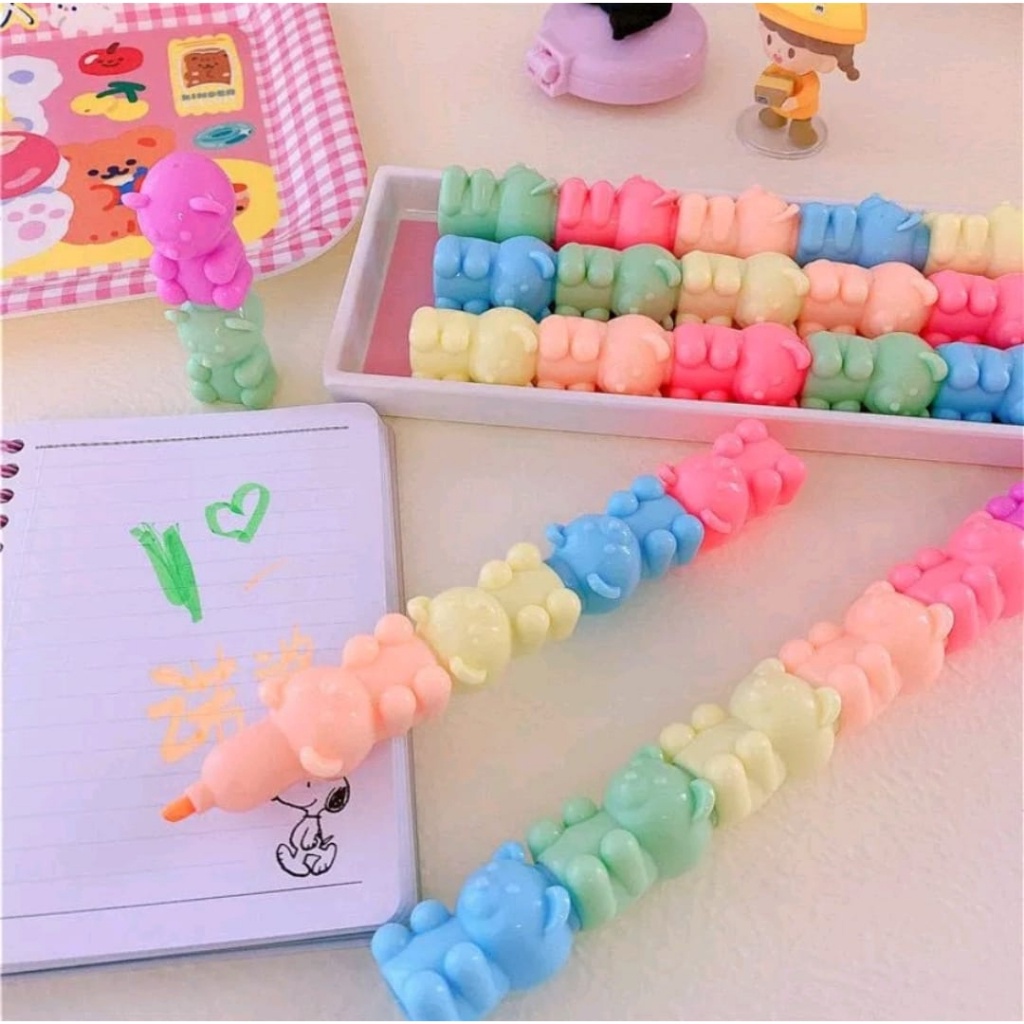 

SET SPIDOL SUSUN WARNA WARNI STABILO GUMMY BEAR / KAKI KUCING HIGHLIGHTER BERUANG CUTE LUCU 1 SET 5 PCS 3