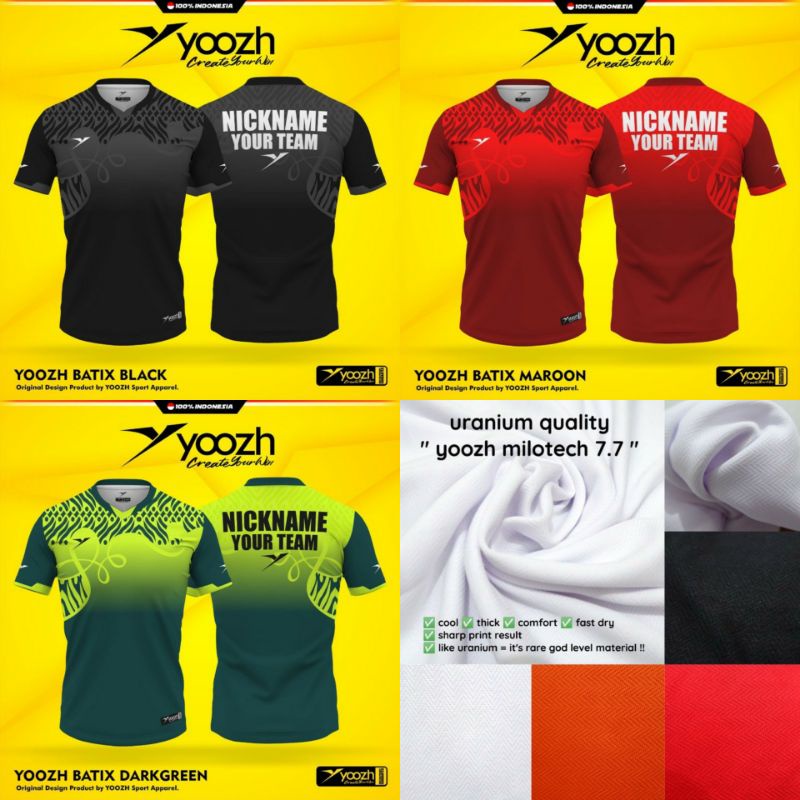 [ ANAK & DEWASA ] BAJU YOOZH BATIX BAJU YOOZH KAOS BADMINTON VOLLY GOWES IMPORT BULU TANGKIS PINGPON