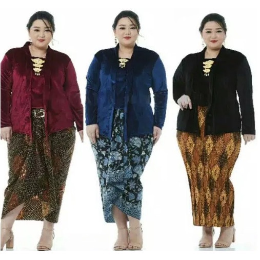 

kebaya kutubaru bludru beludru polos ukuran jumbo murah