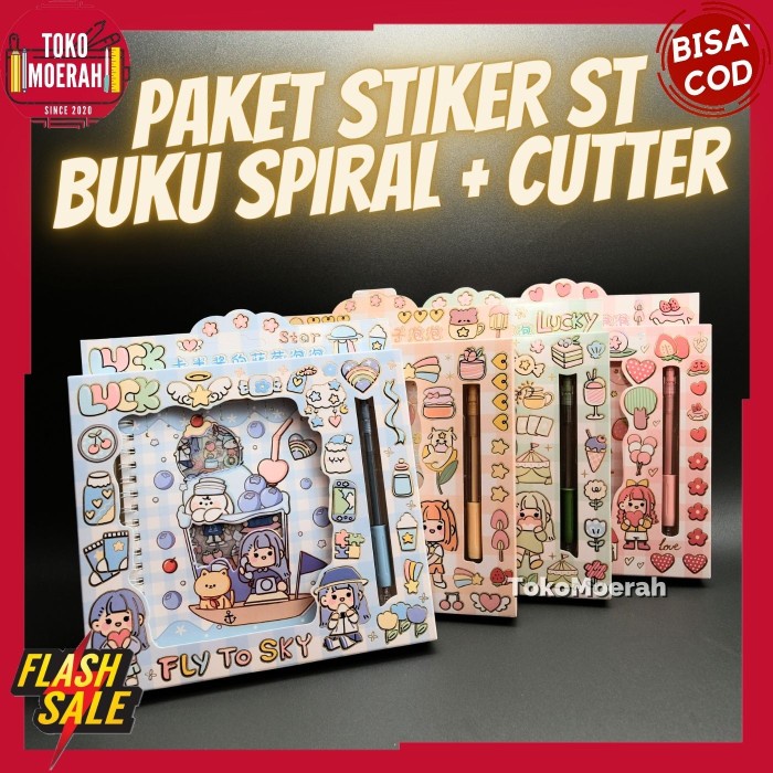 

PAKET STIKER ST BUKU STIKER SPIRAL CUTTER PEN STICKER MURAH SET BOX