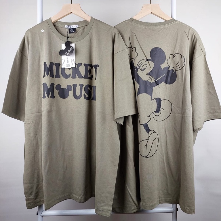 Kaos pria Wanita zara disney mickey mouse Oversize M L XL ld 105 110 115 Atasan unisex lengan pendek