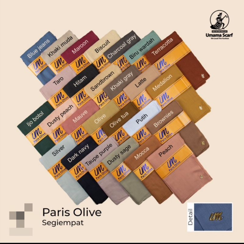 Hijab Kerudung Segi Empat polos umama scarf kerudung umama Paris Olive polos Lc