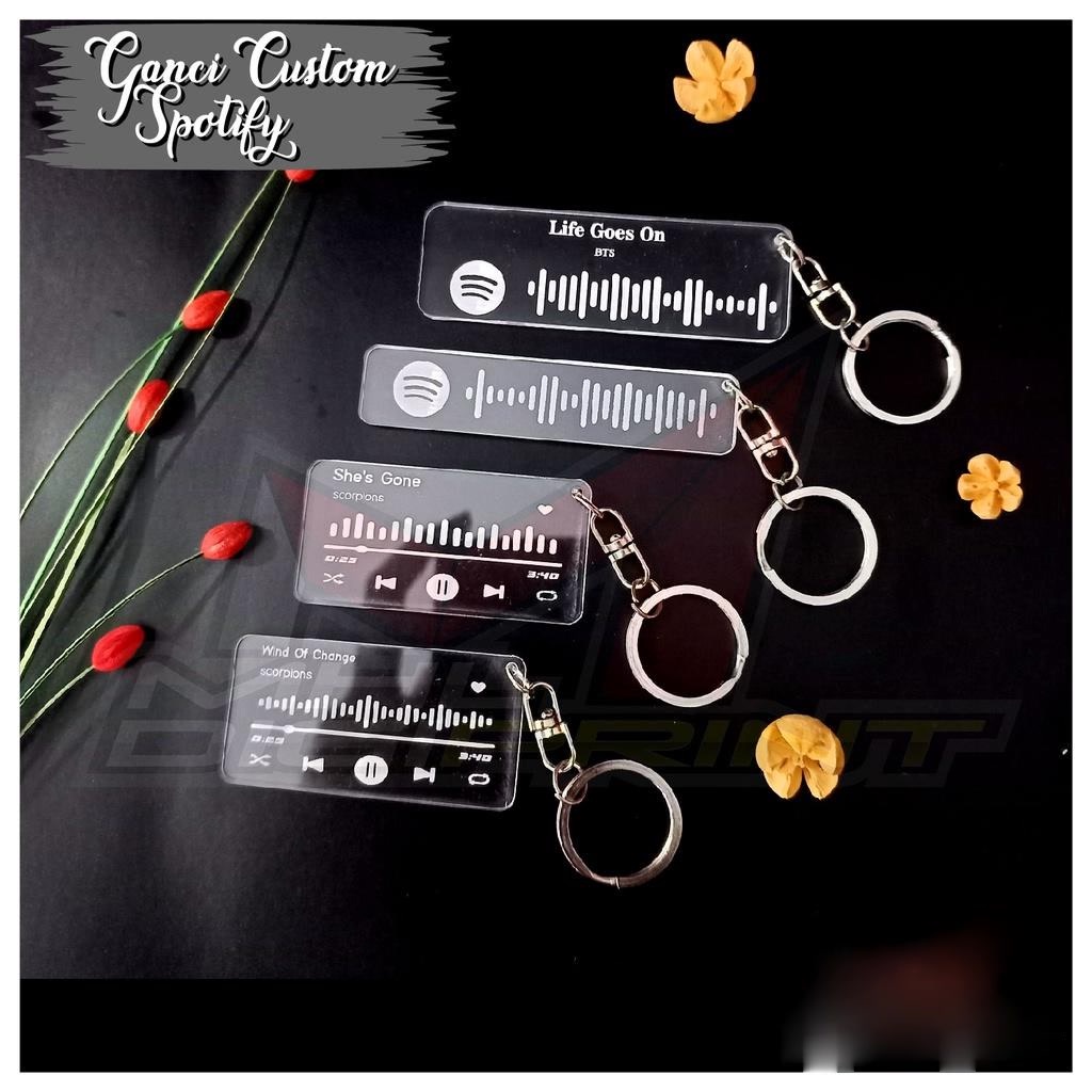 GANTUNGAN KUNCI AKRILIK CUSTOM SPOTIFY LAGU - GANTUNGAN KUNCI CUSTOM - GANCI SPOTIFY - GANCI MURAH