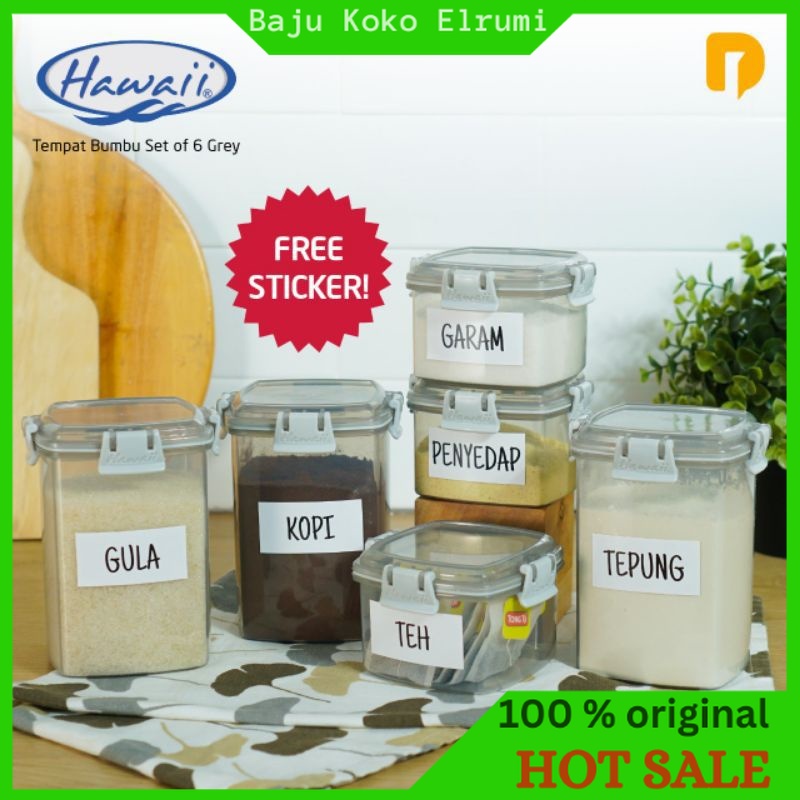 Hawaii tempat bumbu set 6//storage unik
