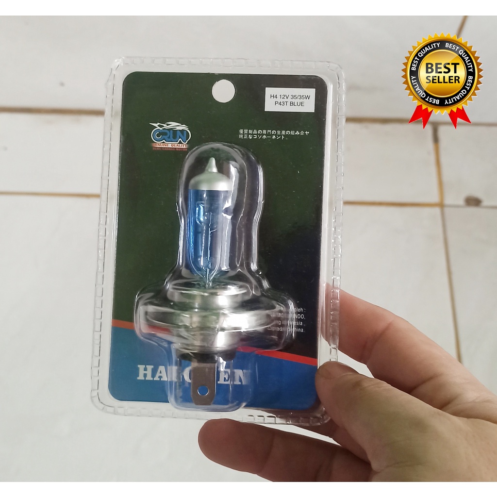 CRUN BOHLAM HALOGEN DEPAN H4 BIRU. BOLA LAMPU DPN HALOGEN VIXION VERZA CBR