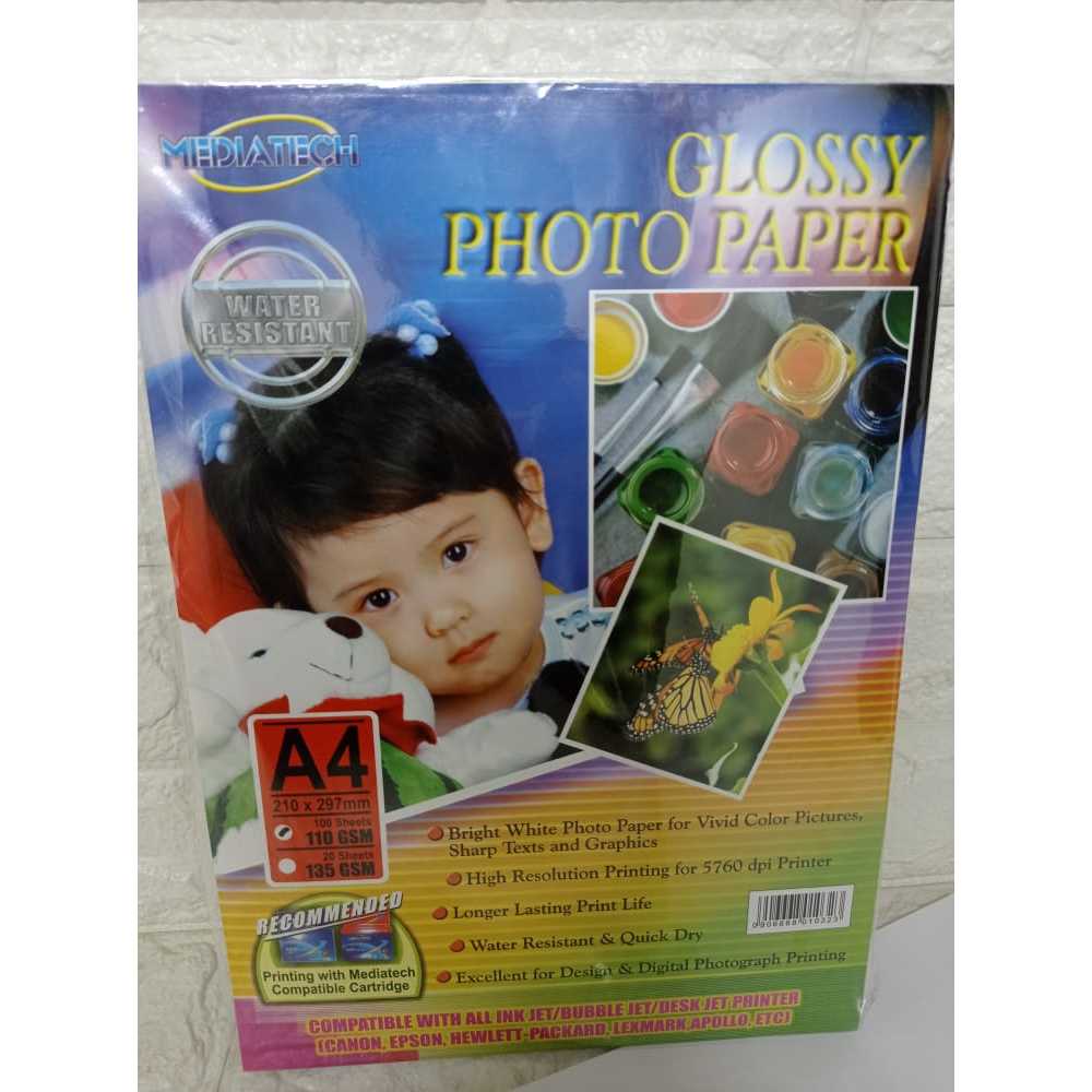 

Mediatech Glossy Photo Paper A4 110 Gsm - 100 sheet