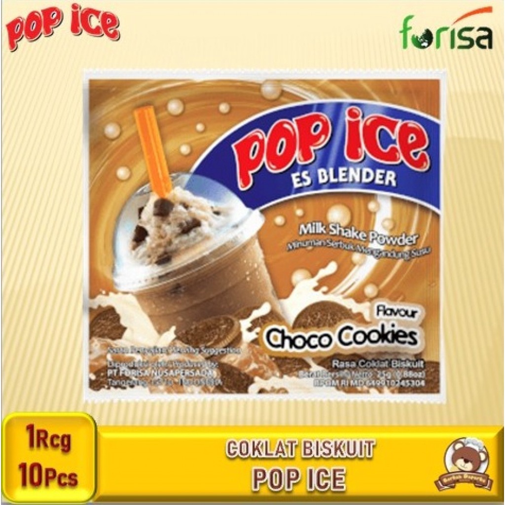 

Pop Ice Rasa Coklat Biskuit Minuman Ice Blender 25g - 1 Renceng isi 10 pcs
