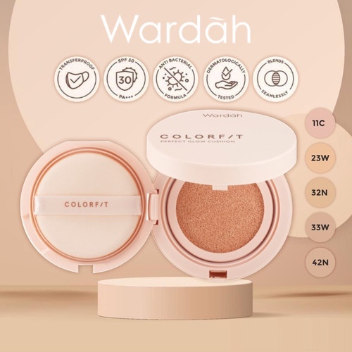 Wardah REFILL Colorfit Perfect Glow Cushion 23W/32N | Alas Bedak, BB CC DD Cream, Foundation, Matte