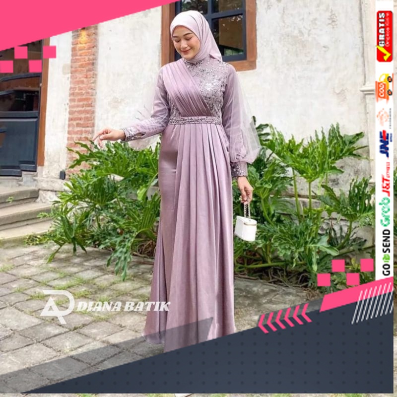 BAJU GAMIS MODEL BARU TERMURAH STYLE TRENDY /TERMURAH ADEVA DRESS BROKAT KOMBINASI / FASHION MUSLIM 