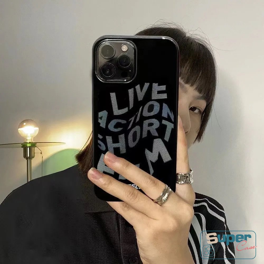 Keren Alfabet Inggris Halus Casing Ponsel Kompatibel Untuk IPhone Xr7 8 Plus13 11 Pro Max14 12 Pro Max X XS Max SE 2020 Kreatif Glossy Lembut TPU Shockproof Black Cover