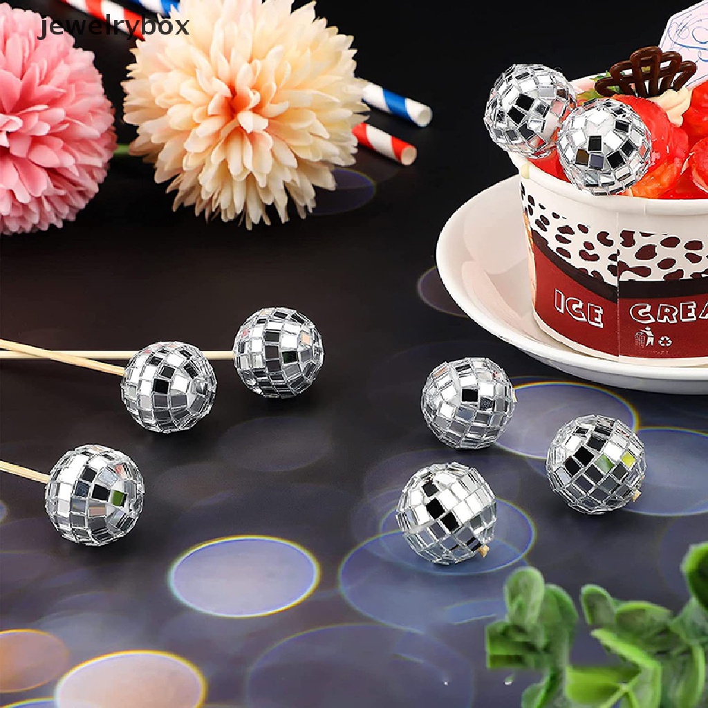 [jewelrybox] 12 Pcs Bola Disko Hiasan Kue Bola Disko Cupcake Toppers Perlengkapan Pesta Butik