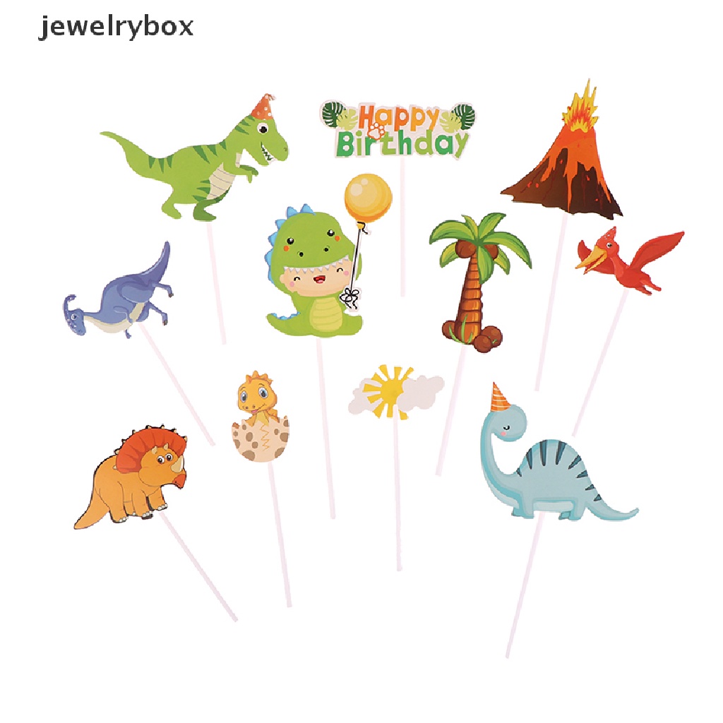 [jewelrybox] 1set Topper Kue Ulang Tahun Dinosaurus Hutan Dekorasi Kue Dino Perlengkapan Pesta Butik