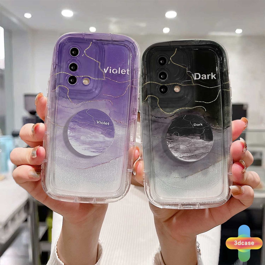 Case OPPO A96 A76 A16 A17 A17K A15 A57 A53S A16S A77 A57S A57E A11S A54 A5S A3S A95 A55 A7 A5 A9 A31 A53 A33 2020 A77S A12 A12S A1K A16E A16K A54S Reno 7 7Z 8Z 5 4 6 8 5F 5K 4F 4 5 06 Lite A74 Ins Watercolor Gradient Violet Couples Soap Case With Stand