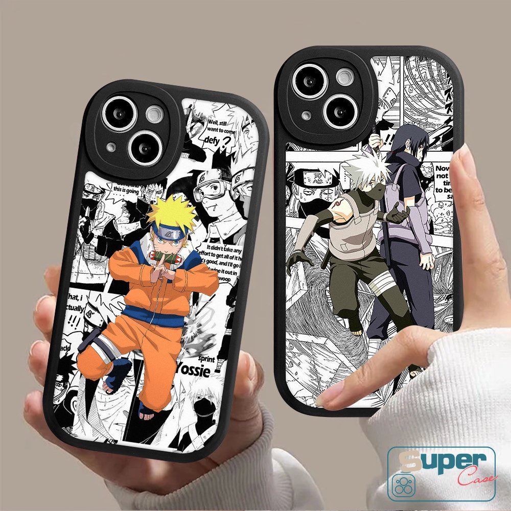 Kartun Lucu Sekitar Monster Kecil Pasangan Ponsel Case  Infinix Hot 10T 10s 11s 9 10 11 Play Hot 10 Lite Note 8 Smart 5 6 Trendi Hokage Uzumaki Naruto Uchiha Sasuke Lembut Tpu Cover