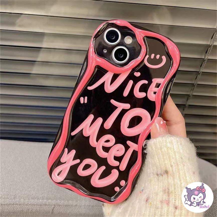 IPHONE Kompatibel Untuk Iphone14 13 12 11 Pro Max SE 2020 X XR Xs Max7 8 6 6s Plus Fashion Huruf Tidak Teratur Tepi Gelombang Casing Ponsel Silikon Lembut Perlindungan Anti Jatuh Back Cover