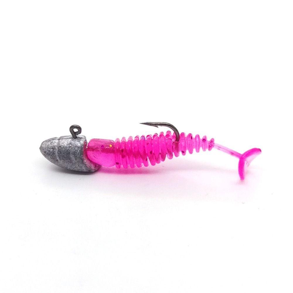 Lanfy 10 Pcs Cacing Lure Shiner Lembut 5 cm Memancing Soft Lures Tail Fishing Lure Wobbler Set Silikon Umpan Pancing Aksesoris Memancing Swimbait