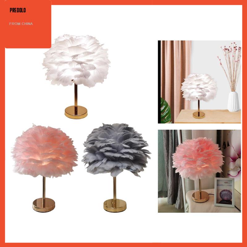 [Predolo] Feathers Table Lamp Night Light Kap Lampu Untuk Dekorasi Kamar Rumah Samping Tempat Tidur